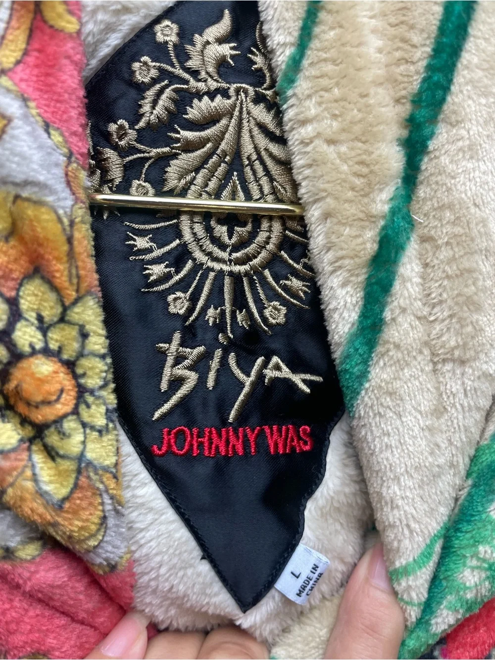 Johnny Was Biya Chanel Sherpa Pullover Hoodie in Floral and Plaid